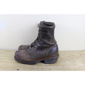 Vintage Chippewa Boots Mens 11E Brown Leather Vibram Steel Toe Work Logger 20091